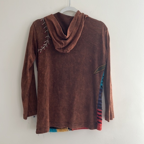 Rising International Tapestry Sweatshirt Jacket Artsy Witchy Boho Hippie Whimsy - Picture 5 of 6